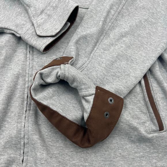 Lands' End Mens Gray Full Zip Cotton Faux Suede Contrast Jacket Sz XL - Picture 3 of 13